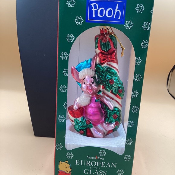 Piglet Christmas Ornament of European Style Glass - Picture 3 of 3